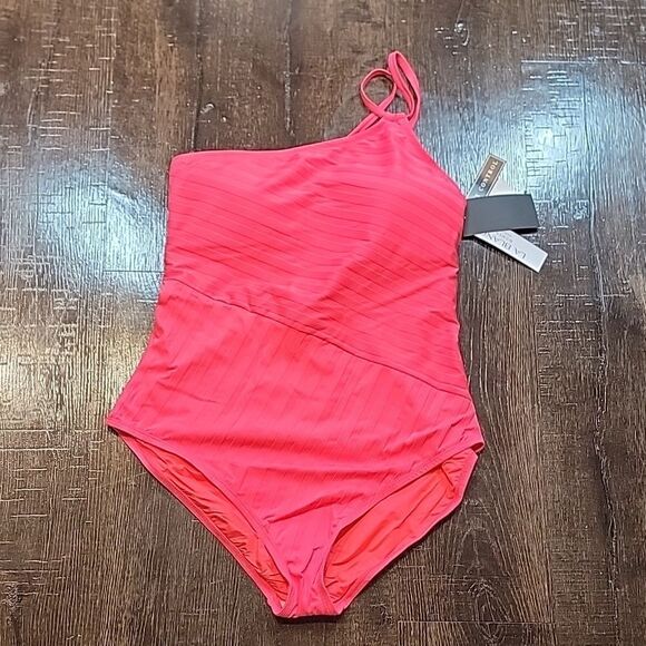 La Blanca Linea Costa Back One-Shoulder Coral Color One-piece Swimsuit - Picture 2 of 15